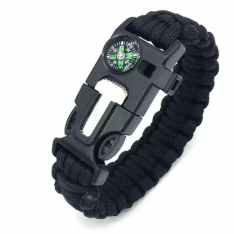 Paracord / Compass Bracelet - Black